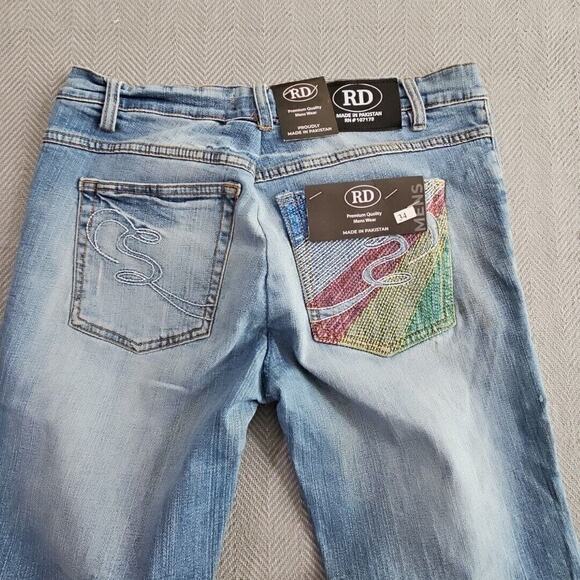 RD Jeans Men's Size W34 L32 Blue Boot Cut Premium Denim Pocket Embroidery - Picture 9 of 12